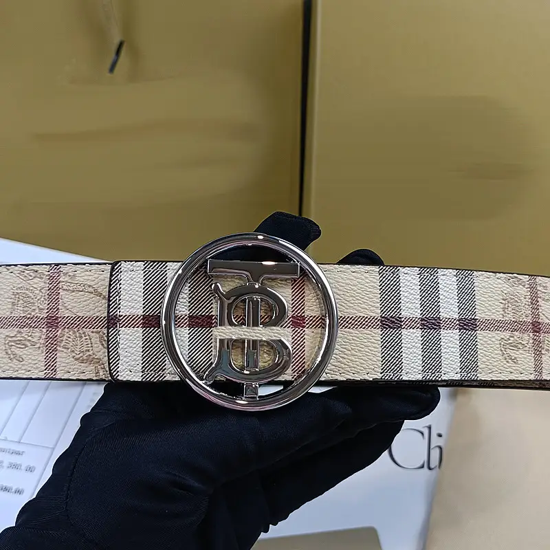Men's Black Embossed Buckle Belt with Gold Logo — feature 10