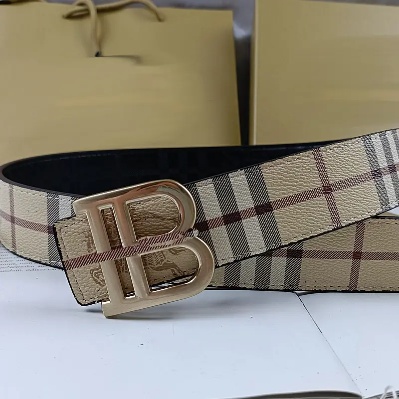 Men's Black Embossed Buckle Belt with Gold Logo — feature 2