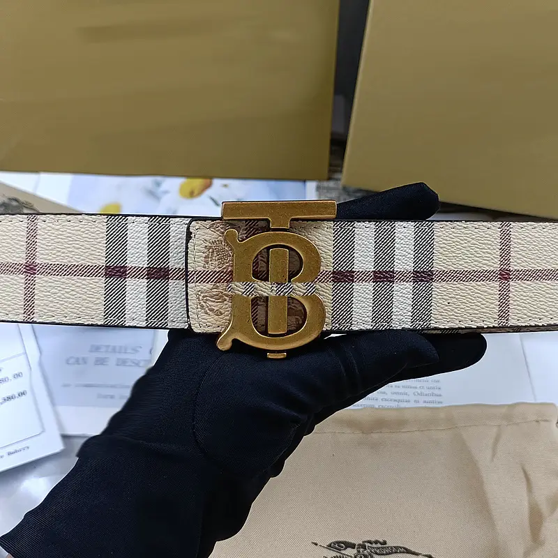 Men's Black Embossed Buckle Belt with Gold Logo — feature 3