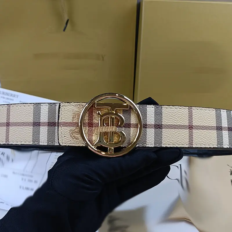 Men's Black Embossed Buckle Belt with Gold Logo - Image 16