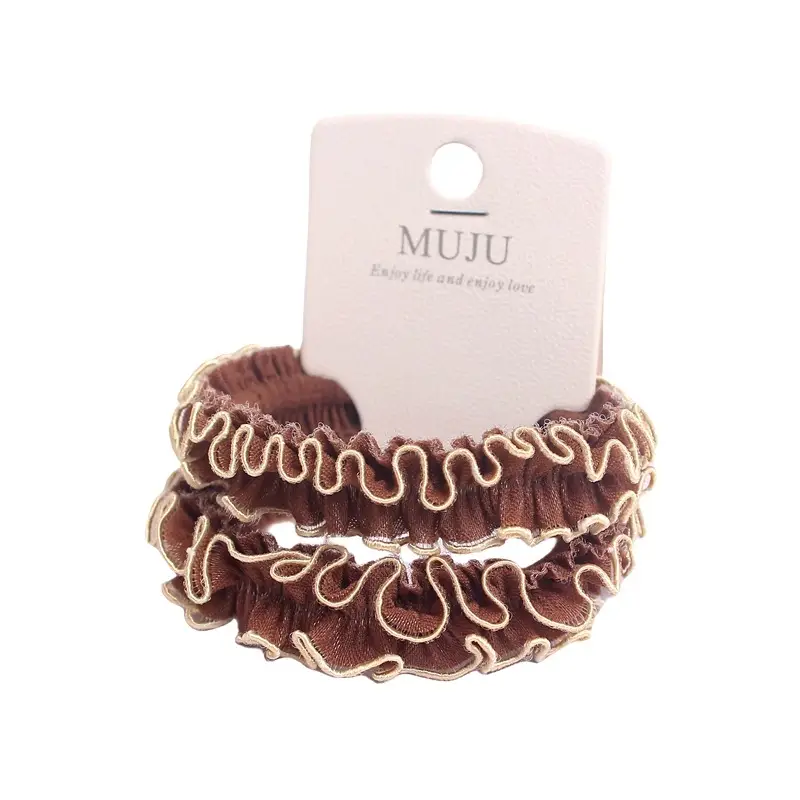 Black Embroidered Korean Style Hair Rope with Lace Detail - Image 7