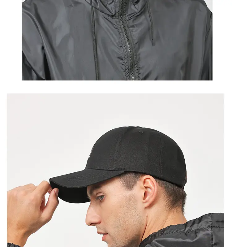 Men's Black Hooded Baseball Cap Outdoor Wear — feature 14