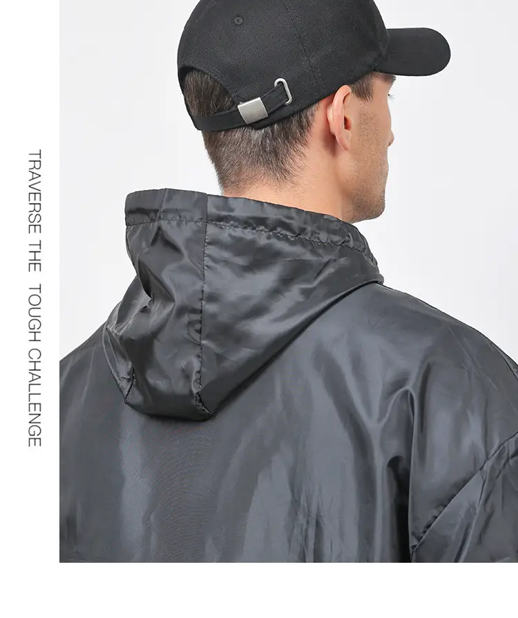 Men's Black Hooded Baseball Cap Outdoor Wear — feature 17