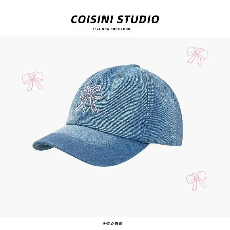 Women Blue Bow Denim Baseball Cap Spring Summer 2024 - Image 5