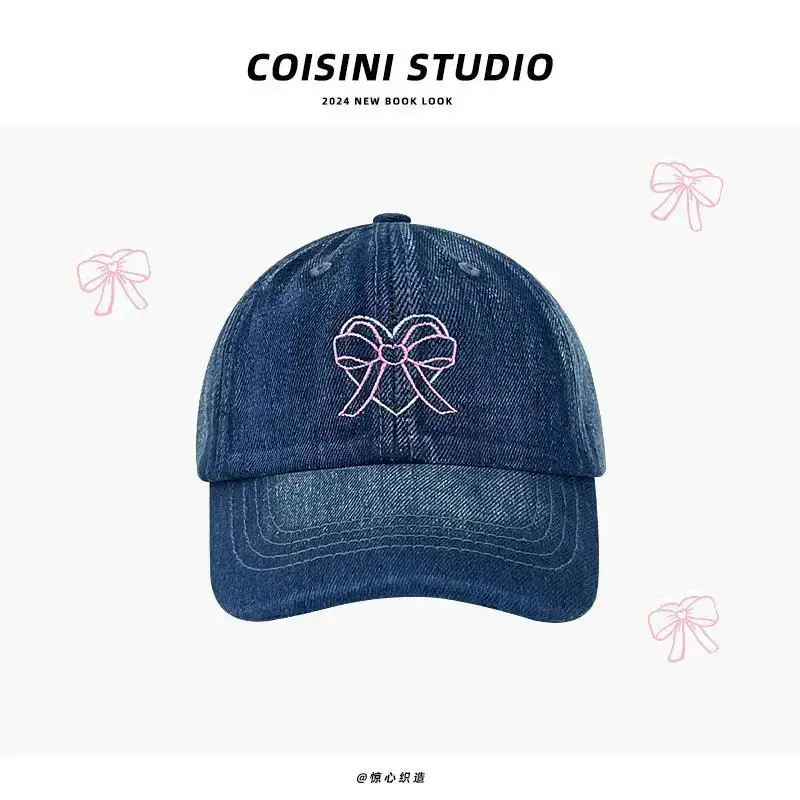 Women Blue Bow Denim Baseball Cap Spring Summer 2024 - Image 6