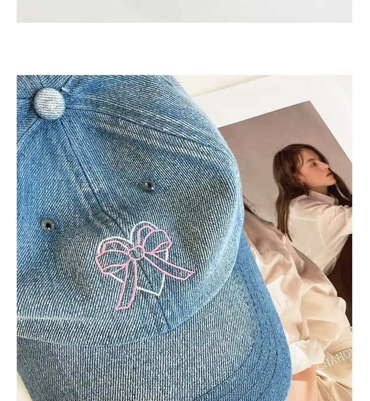 Women Blue Bow Denim Baseball Cap Spring Summer 2024 — feature 5
