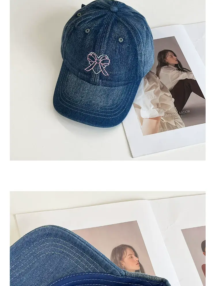 Women Blue Bow Denim Baseball Cap Spring Summer 2024 — feature 7