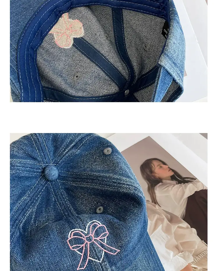 Women Blue Bow Denim Baseball Cap Spring Summer 2024 — feature 8