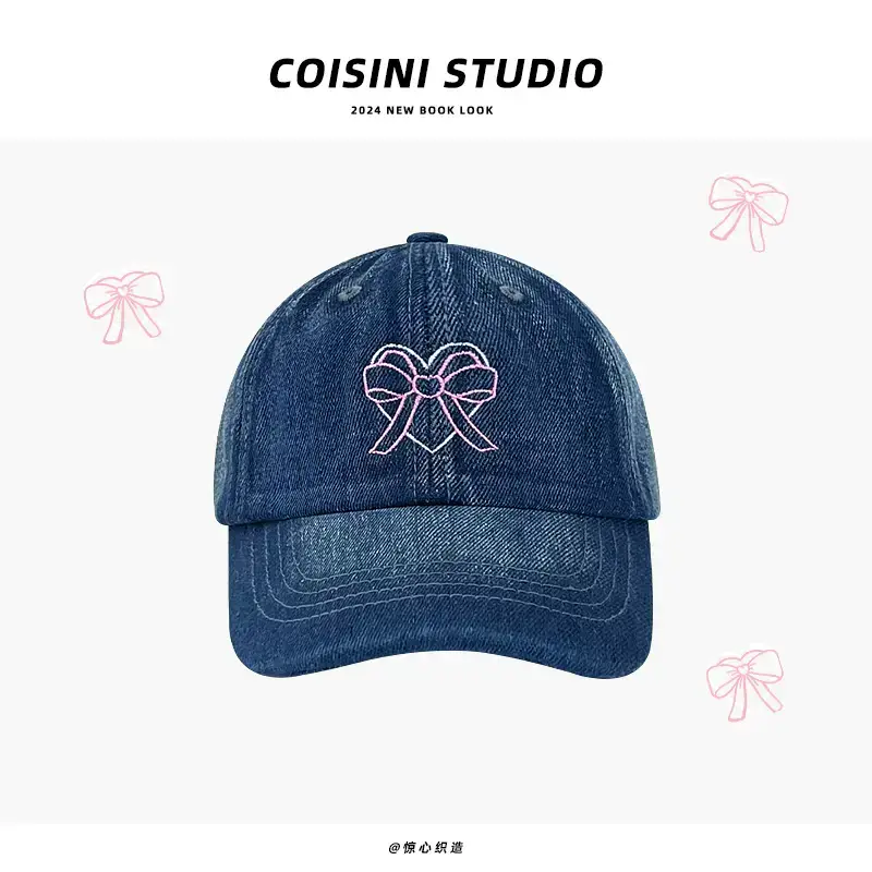 Women Blue Bow Denim Baseball Cap Spring Summer 2024 - Image 2