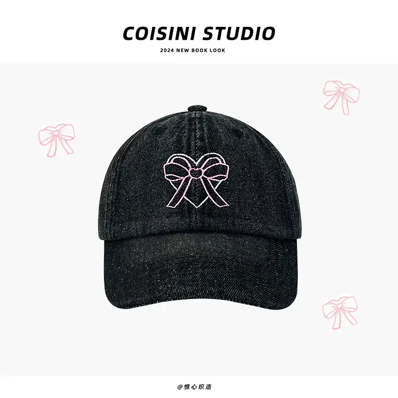 Women Blue Bow Denim Baseball Cap Spring Summer 2024 - Image 3