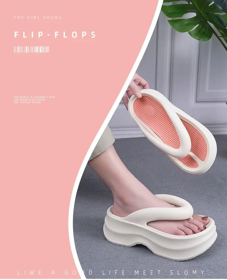 Super thick bottom flip-flops color matching sandals 2024 new fashion retro style increased summer outdoor platform slippers — feature 1