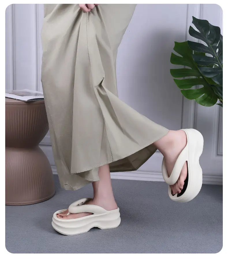 Super thick bottom flip-flops color matching sandals 2024 new fashion retro style increased summer outdoor platform slippers — feature 10