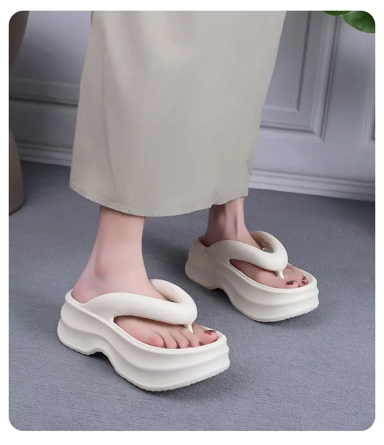 Super thick bottom flip-flops color matching sandals 2024 new fashion retro style increased summer outdoor platform slippers — feature 11