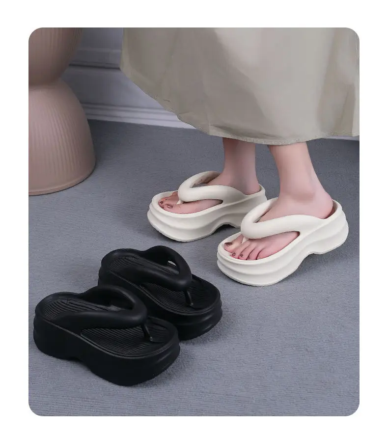 Super thick bottom flip-flops color matching sandals 2024 new fashion retro style increased summer outdoor platform slippers — feature 13