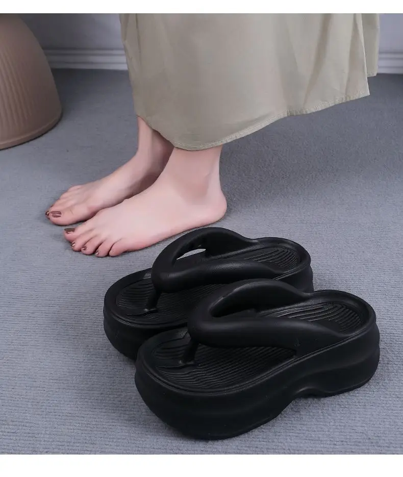 Super thick bottom flip-flops color matching sandals 2024 new fashion retro style increased summer outdoor platform slippers — feature 16
