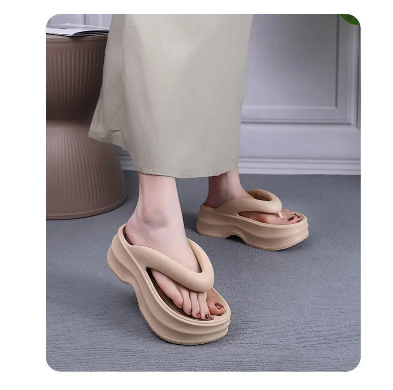 Super thick bottom flip-flops color matching sandals 2024 new fashion retro style increased summer outdoor platform slippers — feature 17
