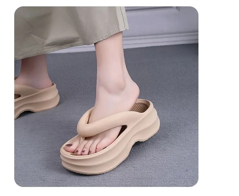 Super thick bottom flip-flops color matching sandals 2024 new fashion retro style increased summer outdoor platform slippers — feature 18