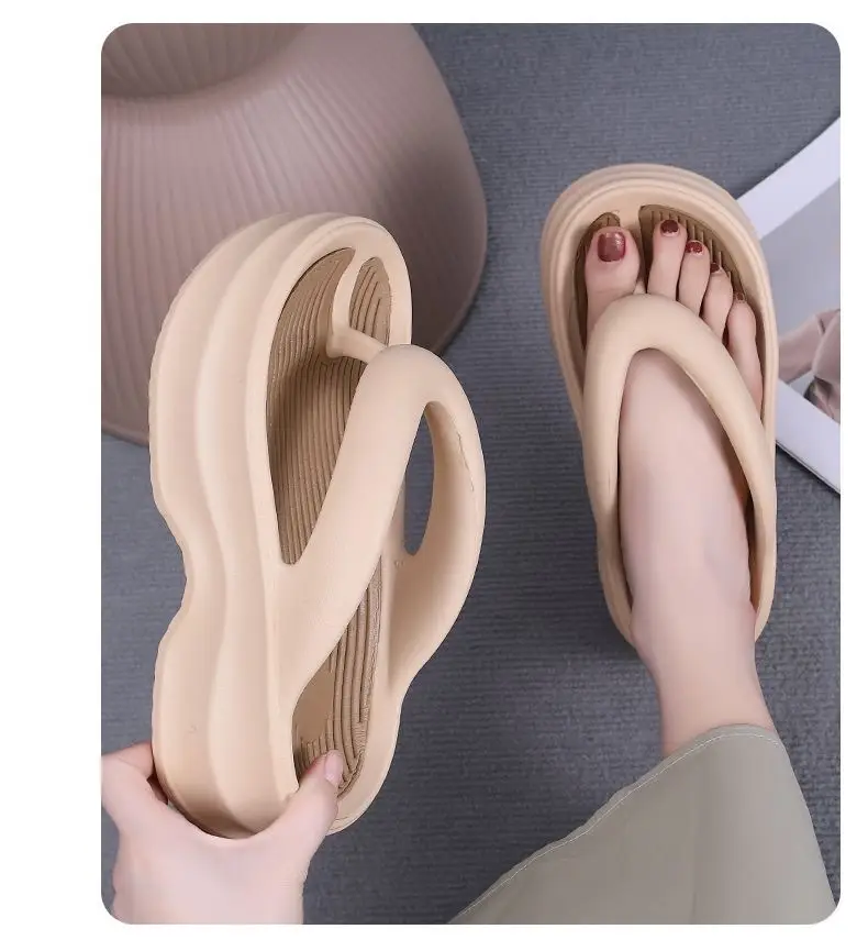 Super thick bottom flip-flops color matching sandals 2024 new fashion retro style increased summer outdoor platform slippers — feature 20