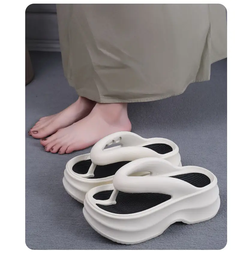 Super thick bottom flip-flops color matching sandals 2024 new fashion retro style increased summer outdoor platform slippers — feature 22