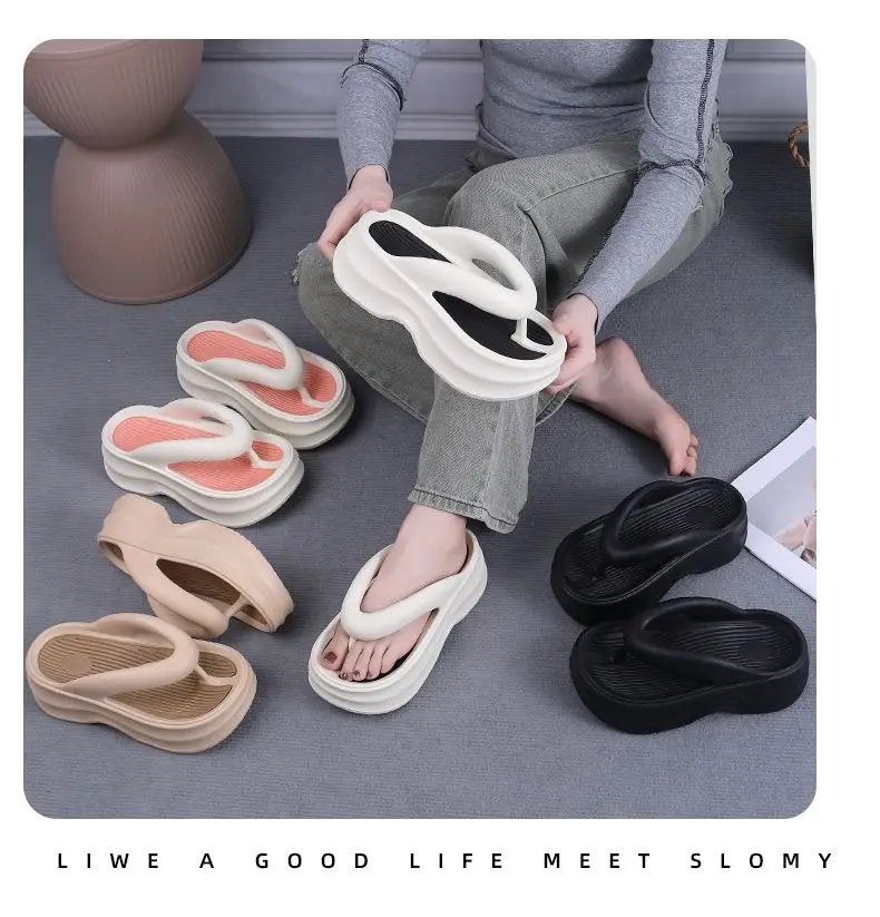 Super thick bottom flip-flops color matching sandals 2024 new fashion retro style increased summer outdoor platform slippers — feature 23