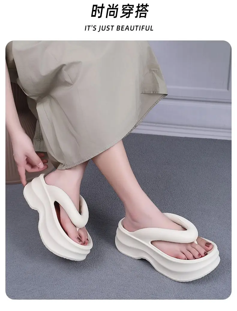 Super thick bottom flip-flops color matching sandals 2024 new fashion retro style increased summer outdoor platform slippers — feature 9