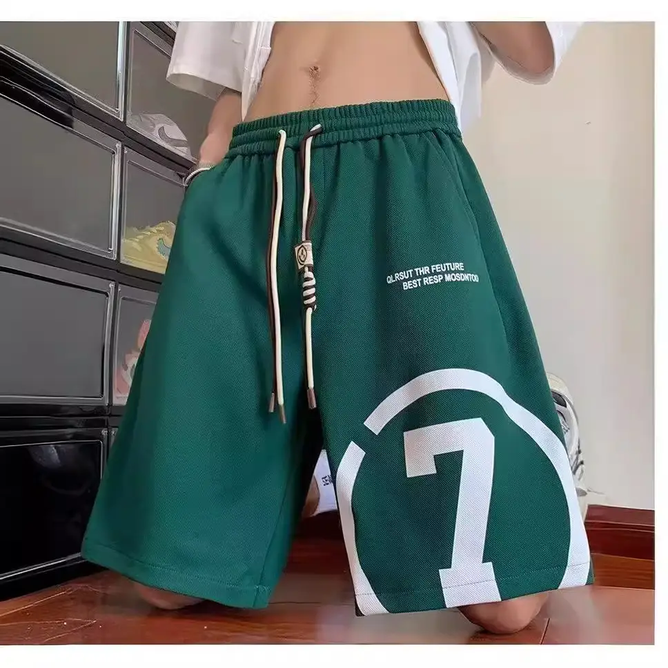 Men Green 7 Printed Basketball Shorts - Image 6