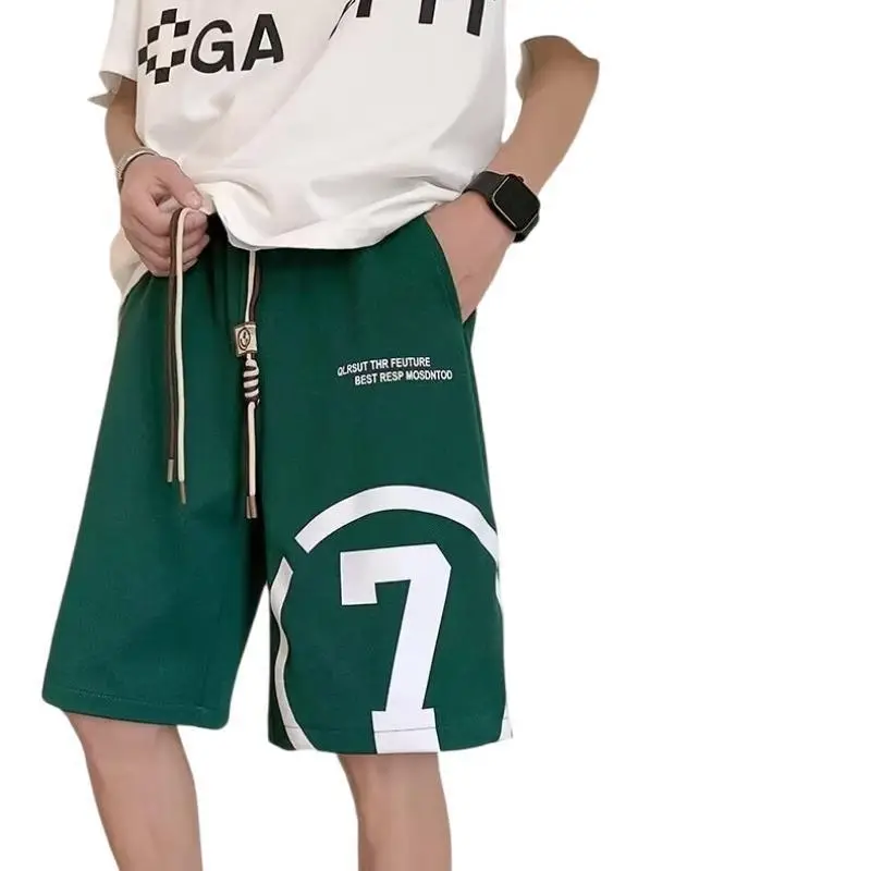 Men Green 7 Printed Basketball Shorts - Image 7