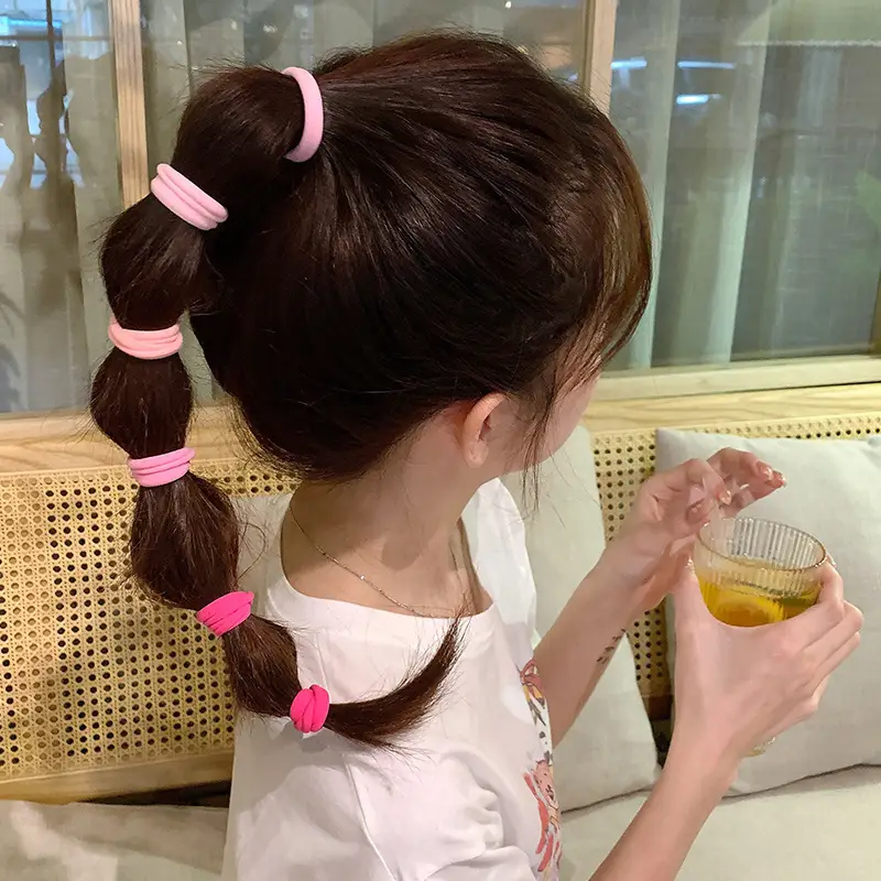 Children's Elastic Hair Ties for Girls Yellow Orange - Image 11