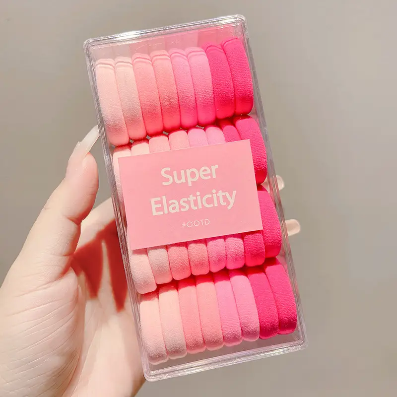 Children's Elastic Hair Ties for Girls Yellow Orange - Image 2