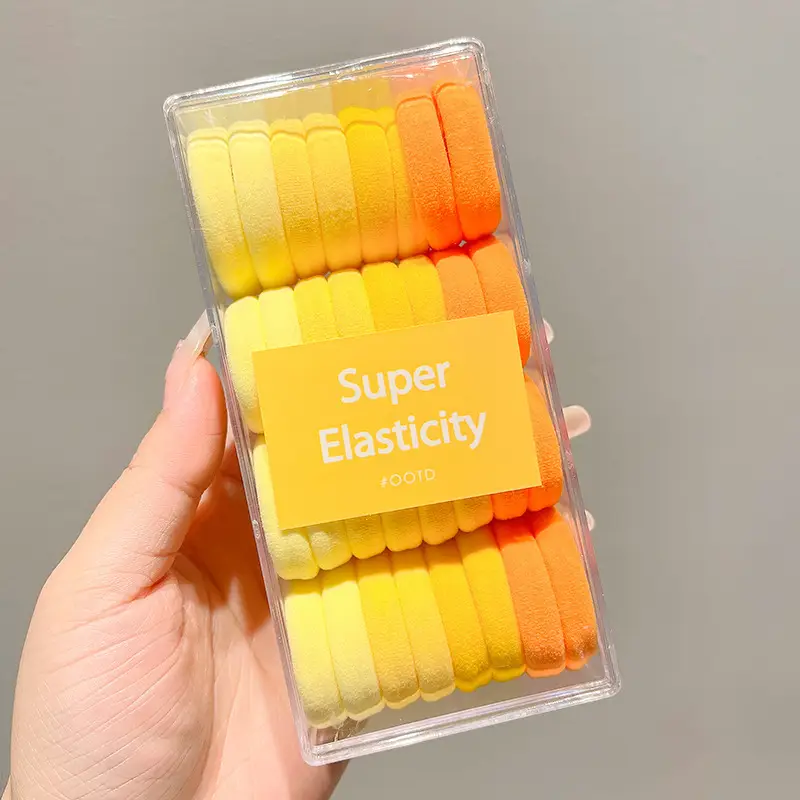 Children's Elastic Hair Ties for Girls Yellow Orange - Image 4