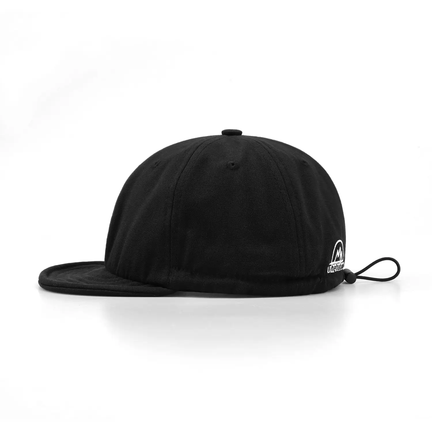 Men Black Drawstring Baseball Cap with Logo