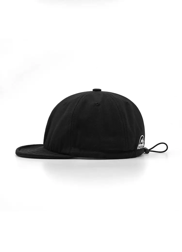 Men Black Drawstring Baseball Cap with Logo — feature 3
