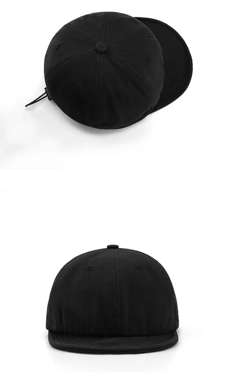 Men Black Drawstring Baseball Cap with Logo — feature 4