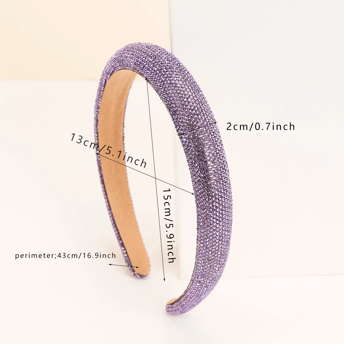 Purple Rhinestone Crossbody Headband 13cm - Image 5