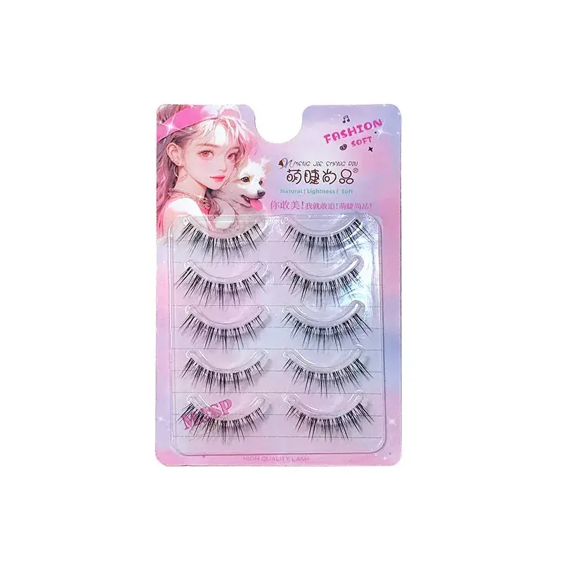 False Eyelashes for Women - 5 Pcs Natural Straight Fake Eyelashes