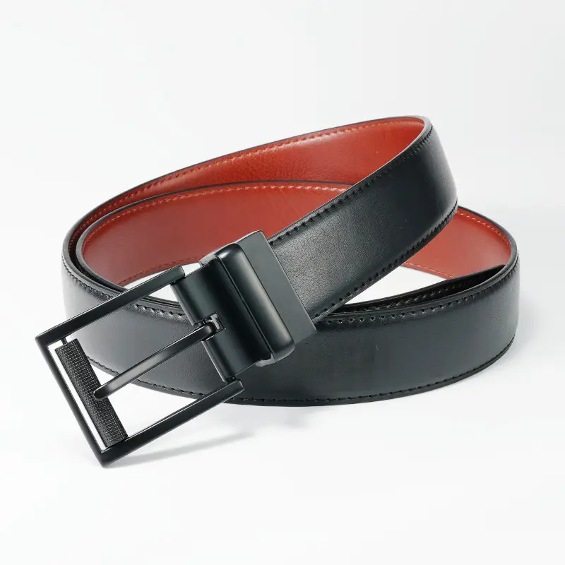 Men's Black Rotatable Belt with Red Leather Core - Image 4