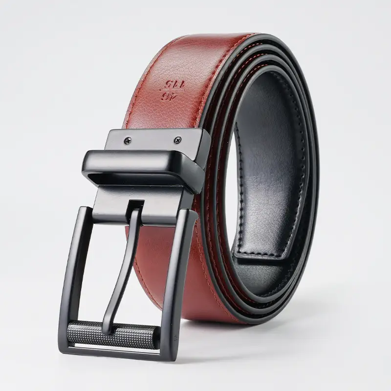 Men's Black Rotatable Belt with Red Leather Core - Image 5
