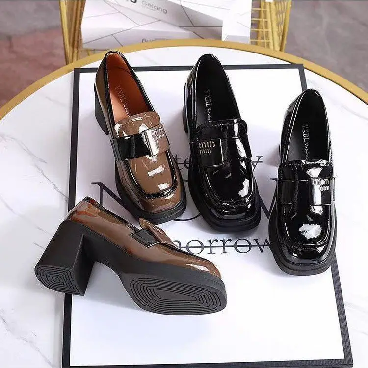 Mary Jane High Heels women's 2024 spring new versatile fashion high heel platform patent leather shoes. - Image 5