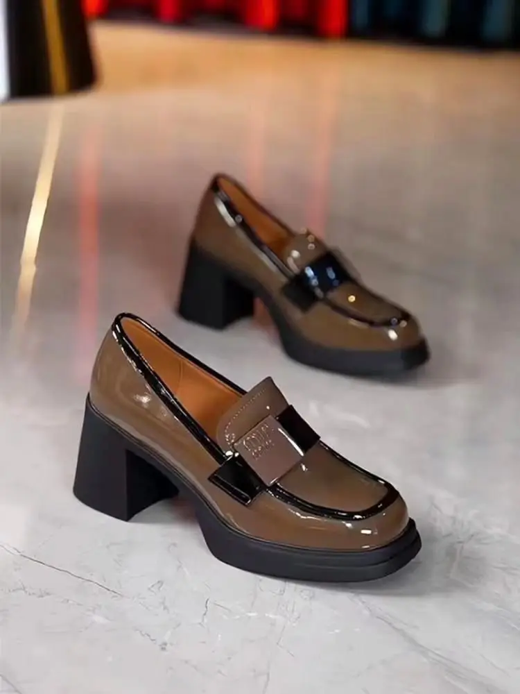 Mary Jane High Heels women's 2024 spring new versatile fashion high heel platform patent leather shoes. — feature 7