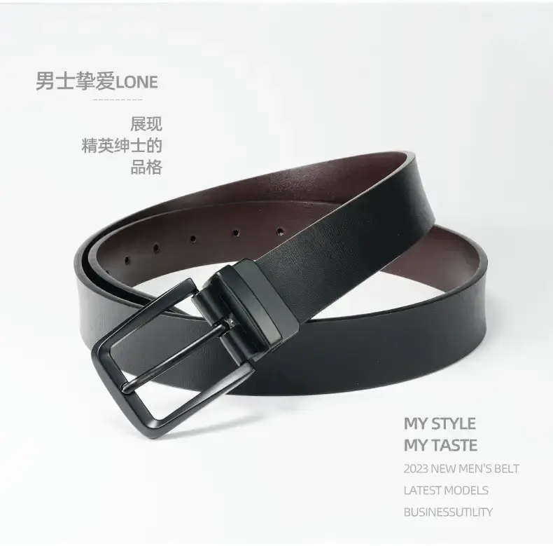 Men's Black Rotatable Pin Belt with Adjustable Buckle — feature 5
