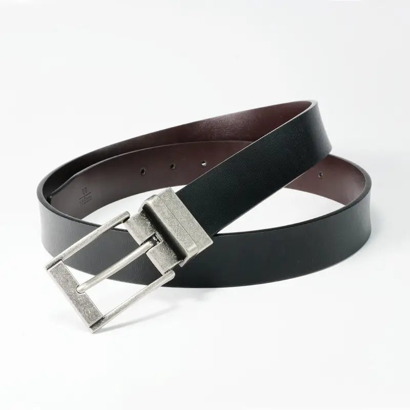 Men's Black Double-Buckle Belt with Rotatable Buckle - Image 4