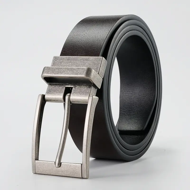 Men's Black Double-Buckle Belt with Rotatable Buckle - Image 5
