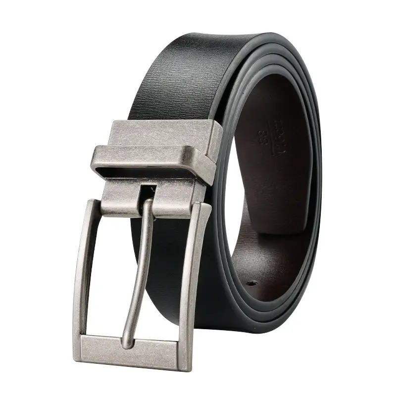 Men's Black Double-Buckle Belt with Rotatable Buckle - Image 6