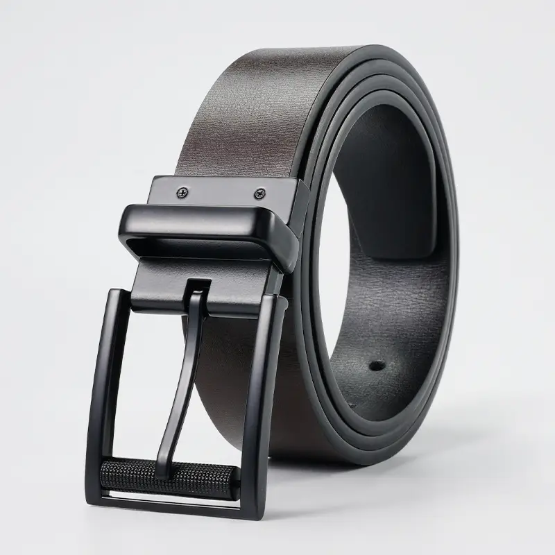 Men's Black Rotatable Buckle Belt Double Sided Cowhide - Image 5