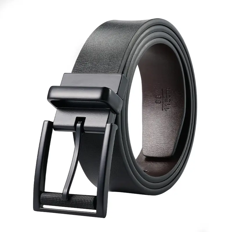 Men's Black Rotatable Buckle Belt Double Sided Cowhide - Image 6