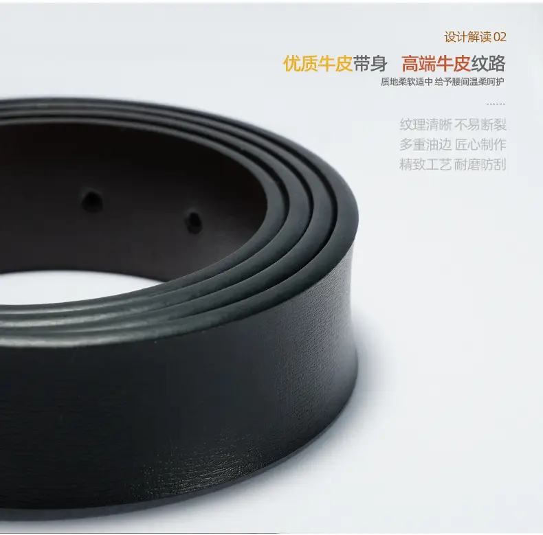 Men's Black Rotatable Buckle Belt Double Sided Cowhide — feature 3
