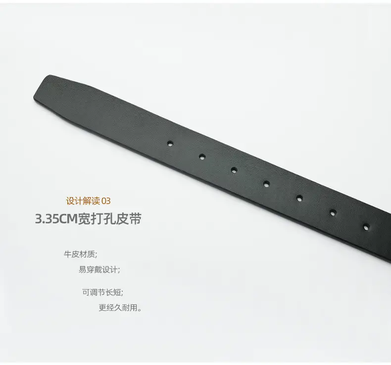 Men's Black Rotatable Buckle Belt Double Sided Cowhide — feature 7