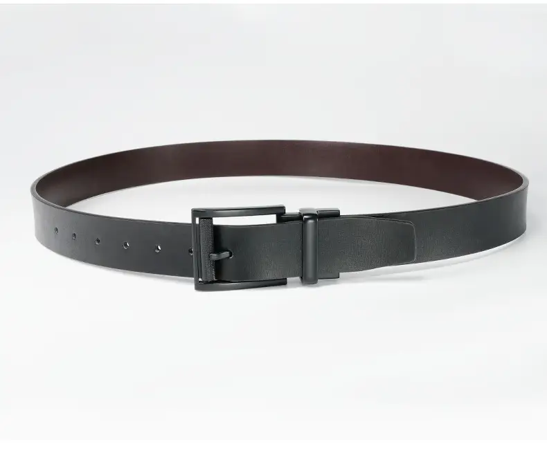 Men's Black Rotatable Buckle Belt Double Sided Cowhide — feature 8