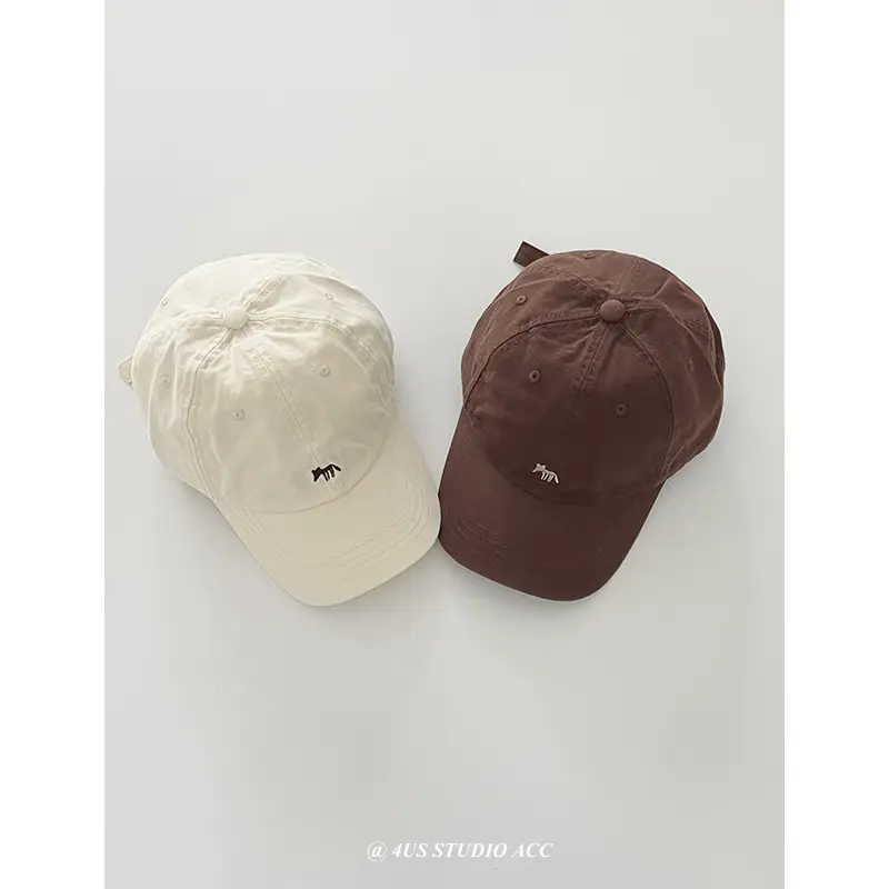 Beige Fox Embroidered Baseball Cap for Women - Image 13