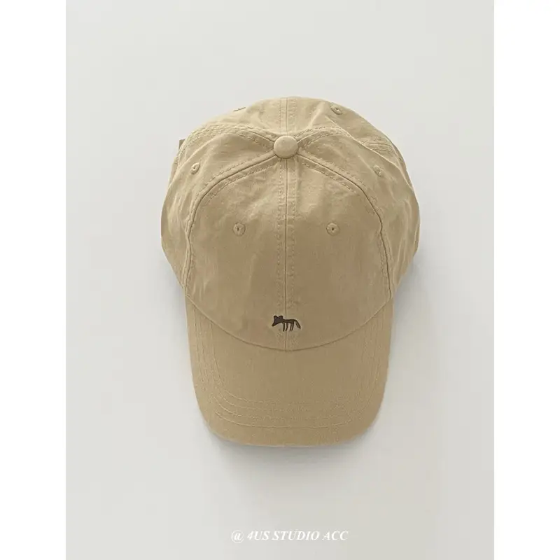 Beige Fox Embroidered Baseball Cap for Women - Image 3